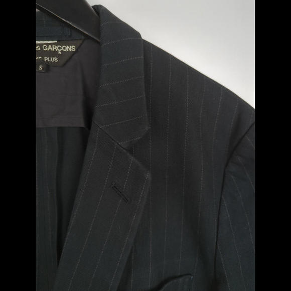 [SOLD] COMME DES GARCONS Sz S Black Gray Cotton Pinstripe Blazer Jacket Japan - Picture 2 of 9